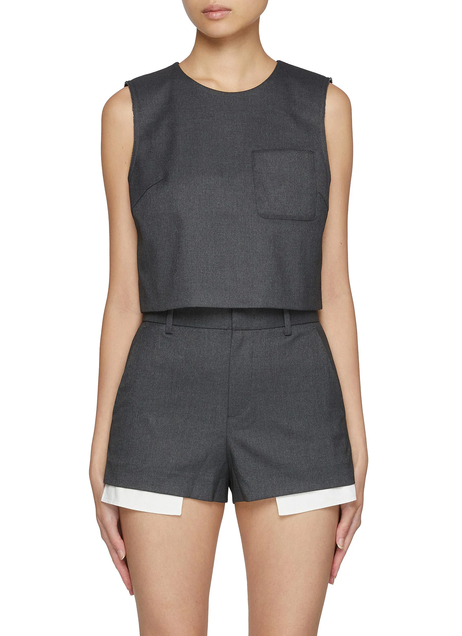 -----------MO&CO.  ---- ------------ ----Layered Sleeveless Cropped Top --