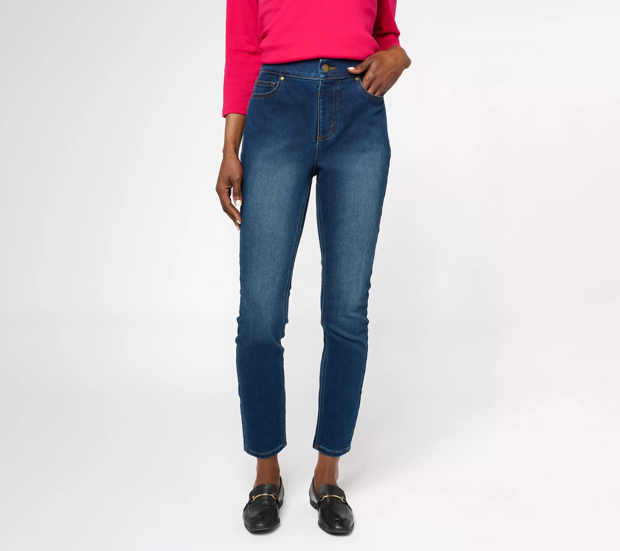 "As Is" Isaac Mizrahi Live! Regular Indigo Divine Denim Pull On Jeans