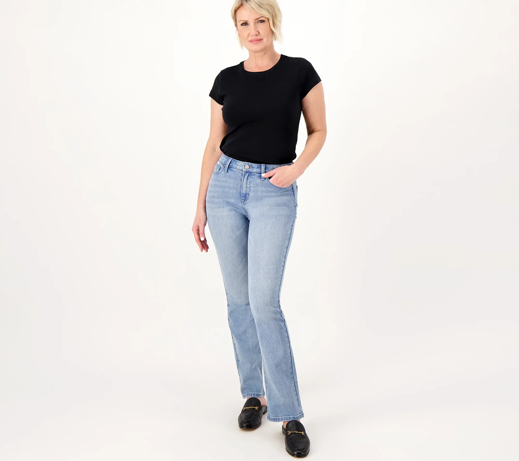 "As Is" Laurie Felt Petite Forever Denim 5 Pocket Relax Baby Bell Jeans