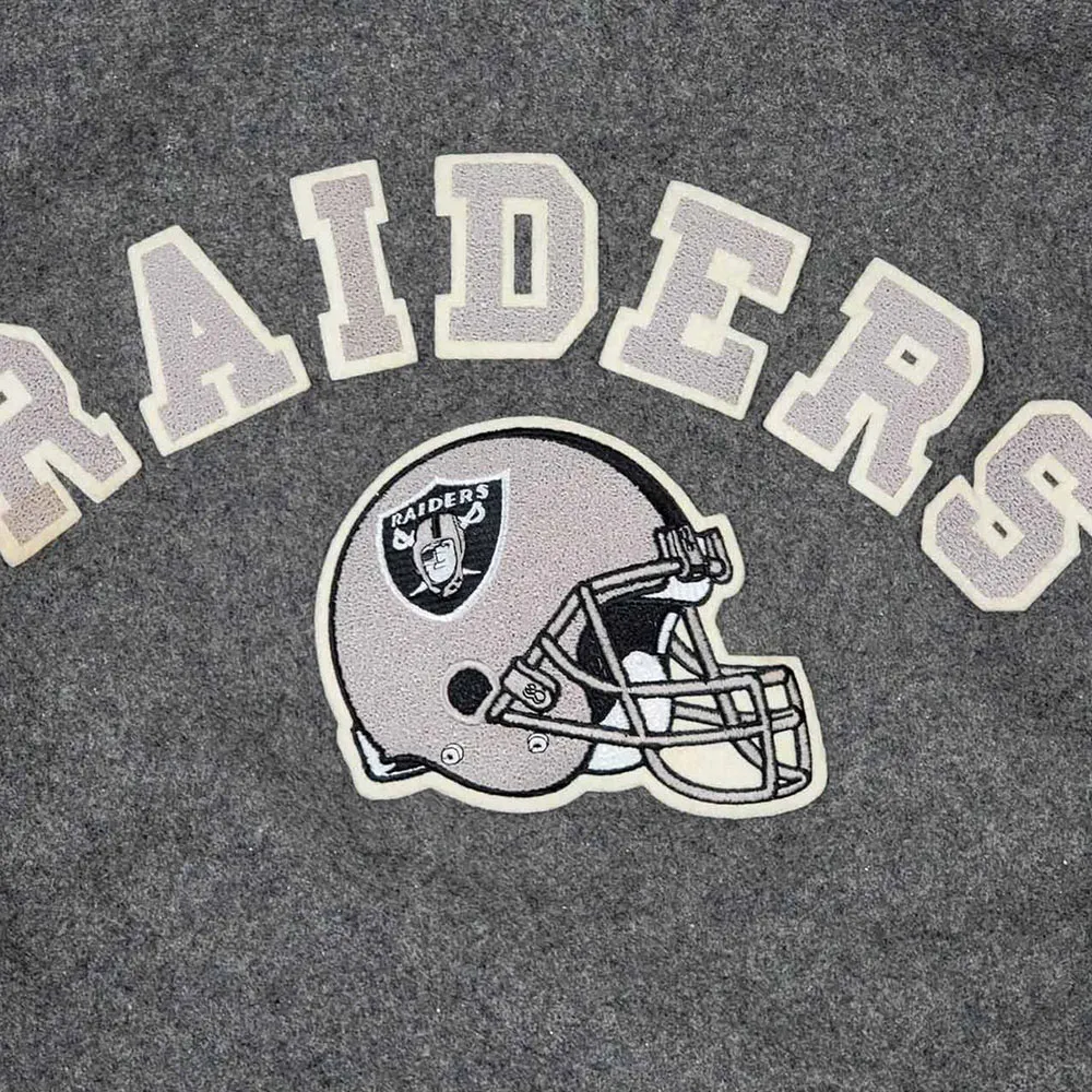 80’s LA Raiders Varsity Gray and Cream Jacket