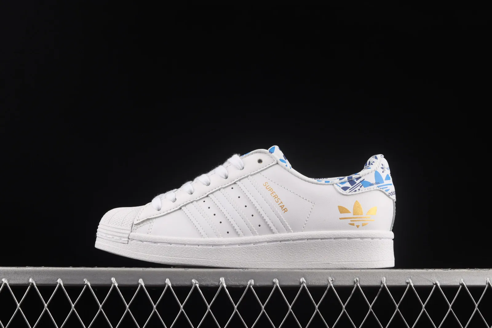 Adidas Originals Superstar Cloud White Blue Metallic Gold HO0186