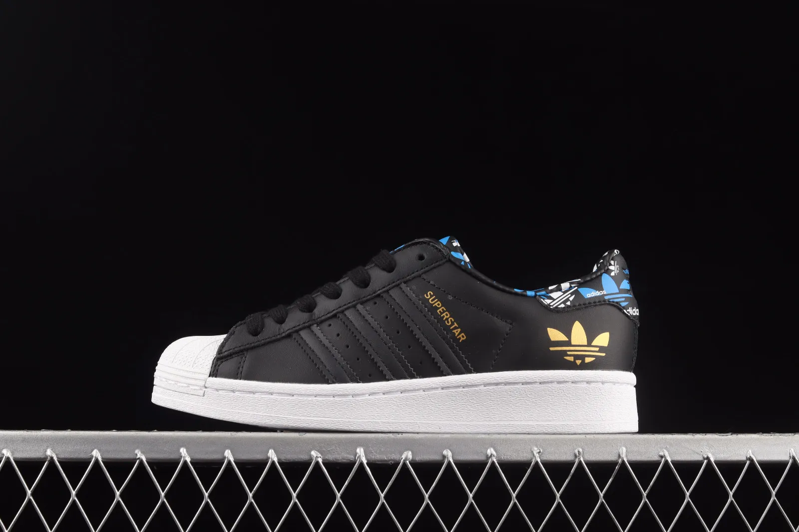 Adidas Originals Superstar Core Black Blue Metallic Gold HO0185