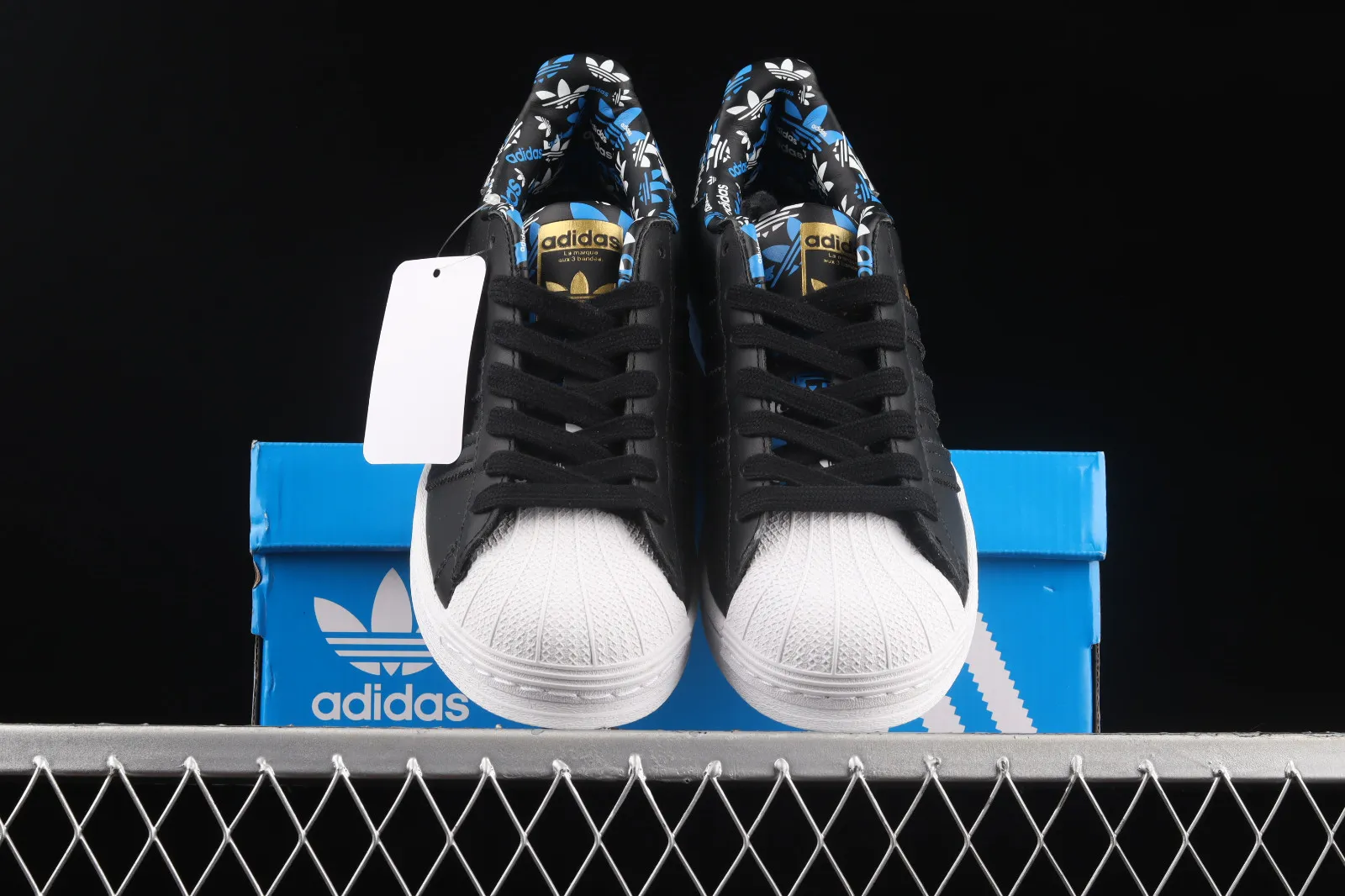 Adidas Originals Superstar Core Black Blue Metallic Gold HO0185