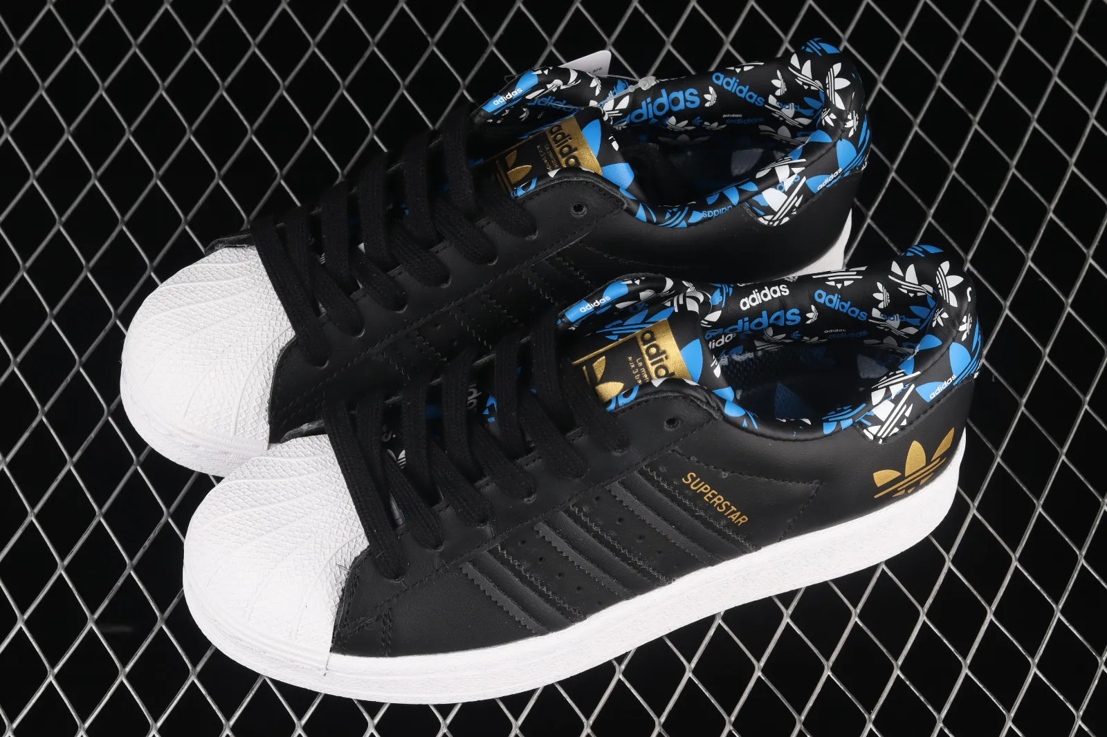 Adidas Originals Superstar Core Black Blue Metallic Gold HO0185