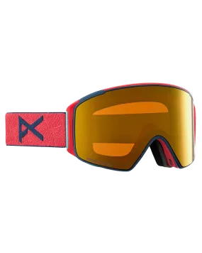 Anon M4S Cylindrical Low Bridge Fit Snow Goggles + Bonus Lens + MFI - Coral / Perceive Sunny Bronze | Snow Goggles Men's | S