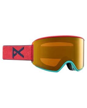 Anon WM3 Low Bridge Fit Snow Goggles + Bonus Lens + MFI - Coral / Perceive Sunny Bronze | Snow Goggles Women's | Snow Skiers