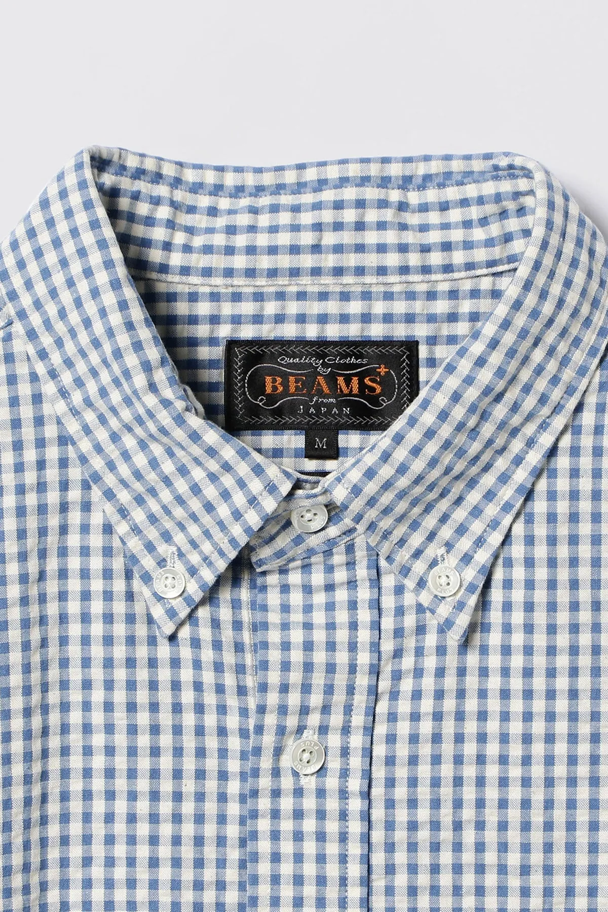 B.D. Pullover Short Sleeve Indigo Seersucker - Gingham