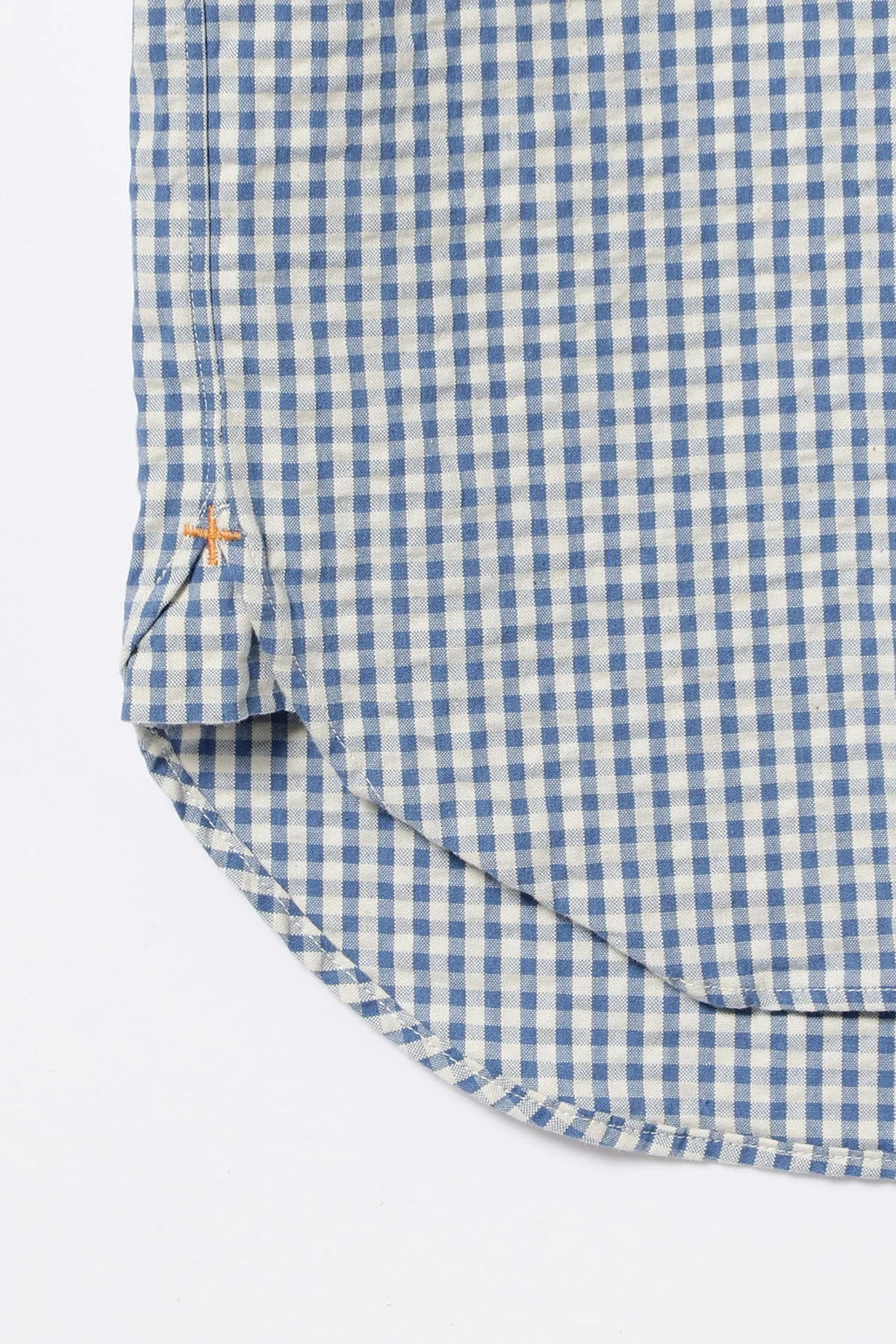 B.D. Pullover Short Sleeve Indigo Seersucker - Gingham