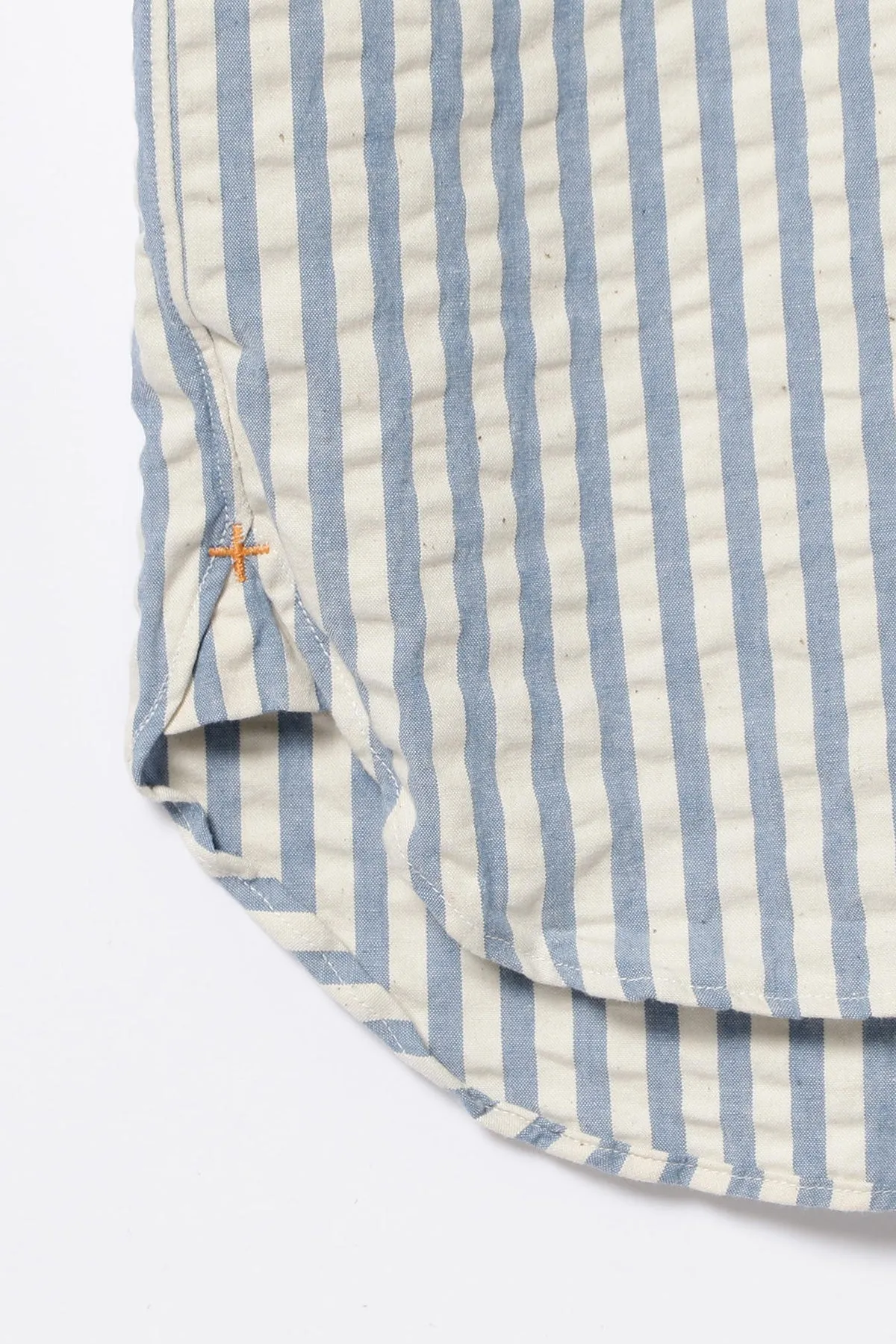 B.D. Pullover Short Sleeve Indigo Seersucker - Stripe