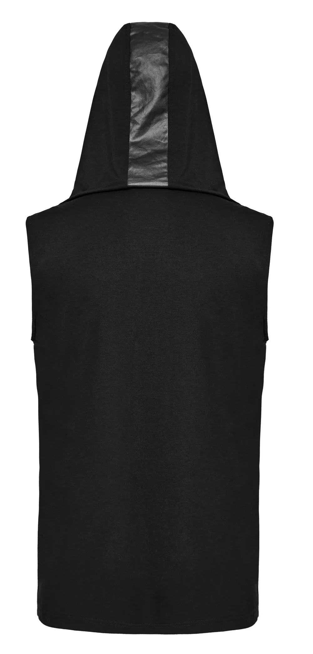 Black Edgy Male Sleeveless Hooded Top with Zipper