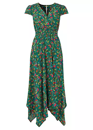 Bright Paisley Mock Wrap V-Neck Dip Hem Maxi Dress by Joe Browns | Look Again