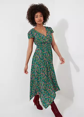 Bright Paisley Mock Wrap V-Neck Dip Hem Maxi Dress by Joe Browns | Look Again