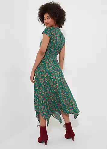 Bright Paisley Mock Wrap V-Neck Dip Hem Maxi Dress by Joe Browns | Look Again