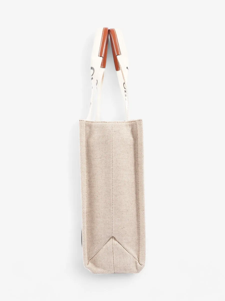 Chloe Woody Tote Beige / Brown / Black Linen Medium