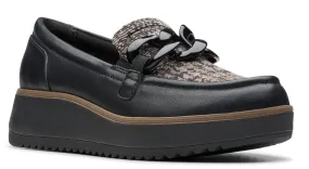 Clarks Zylah May Leather/Textile Black Combi