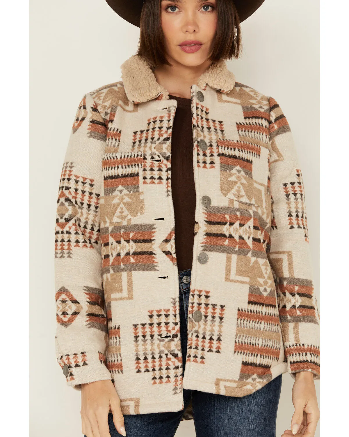 Cotton & Rye Women's Southwestern Print Sherpa Lined Jacket