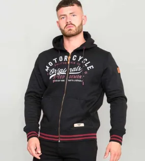 D555 Mens Full Zip Hoodie With Motorcycle Chest Print (PATRICK)