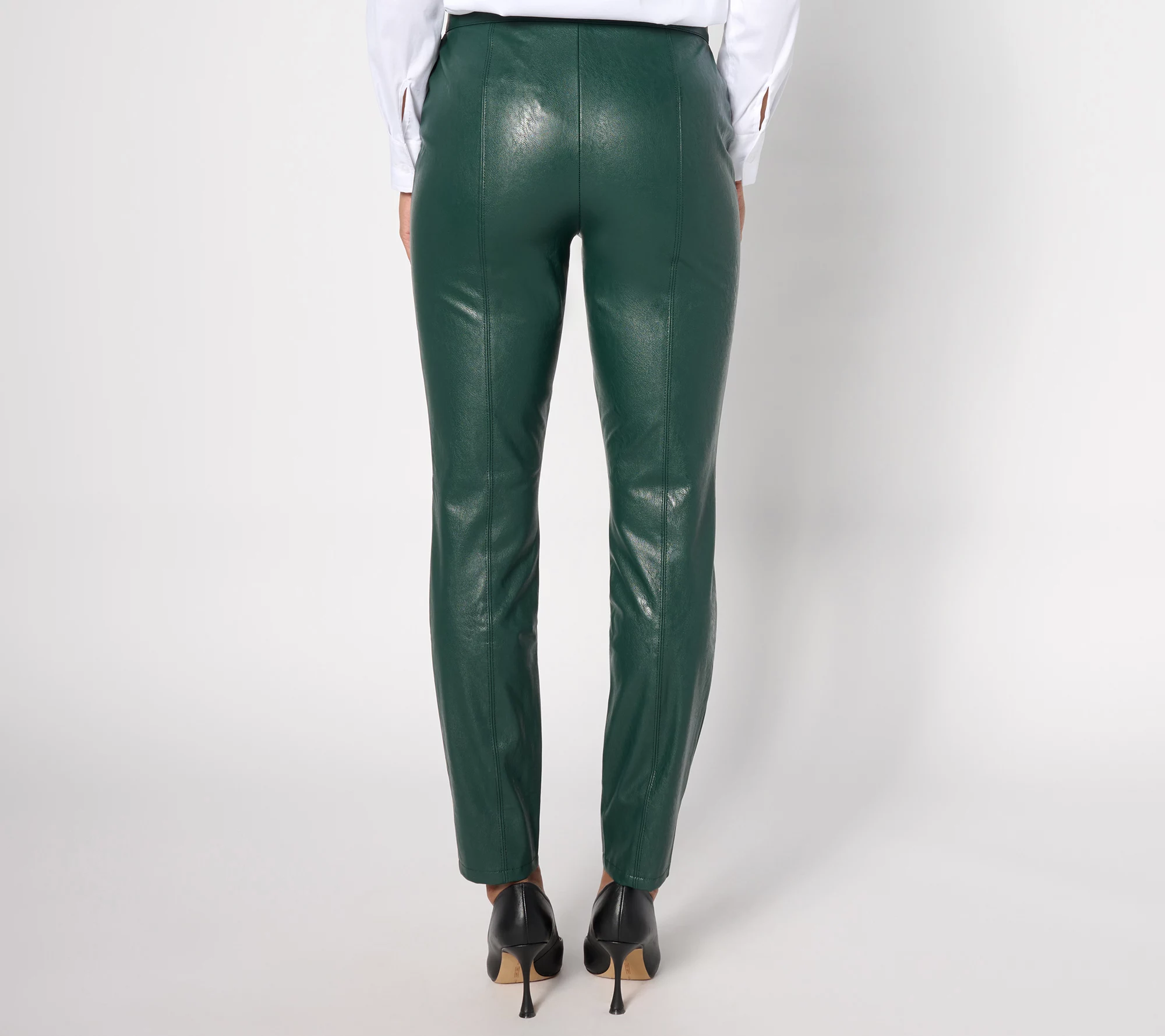 Dennis Basso Regular Faux Leather Slim Leg Pants