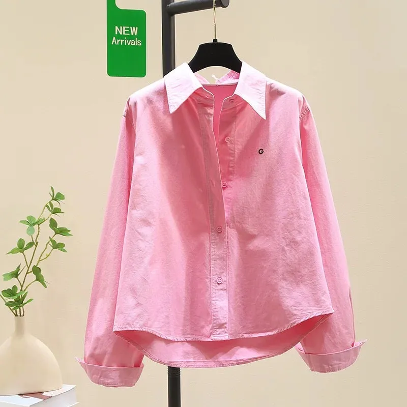 Design niche green shirt short jacket for women 2024 spring and autumn new Korean style loose casual shirt top