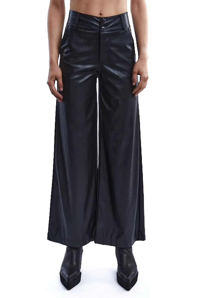 ECO-LEATHER WIDE PANTS