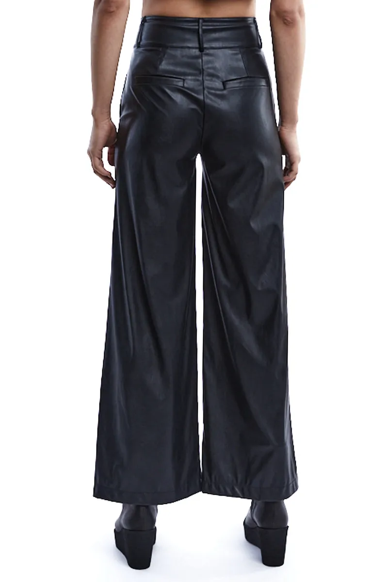 ECO-LEATHER WIDE PANTS