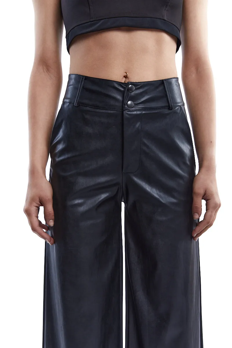 ECO-LEATHER WIDE PANTS