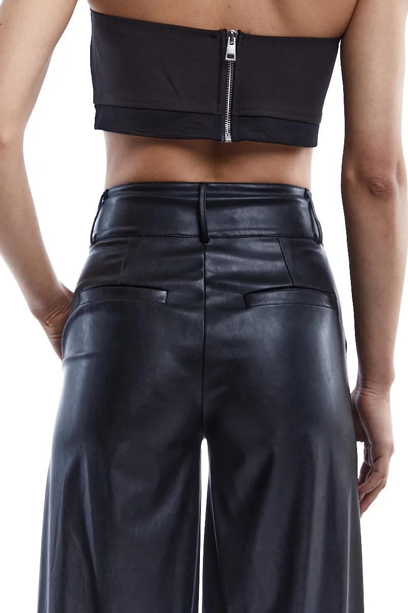 ECO-LEATHER WIDE PANTS