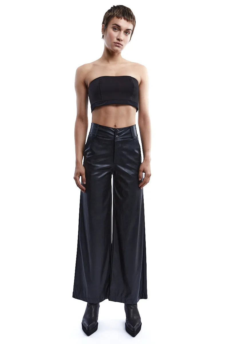 ECO-LEATHER WIDE PANTS