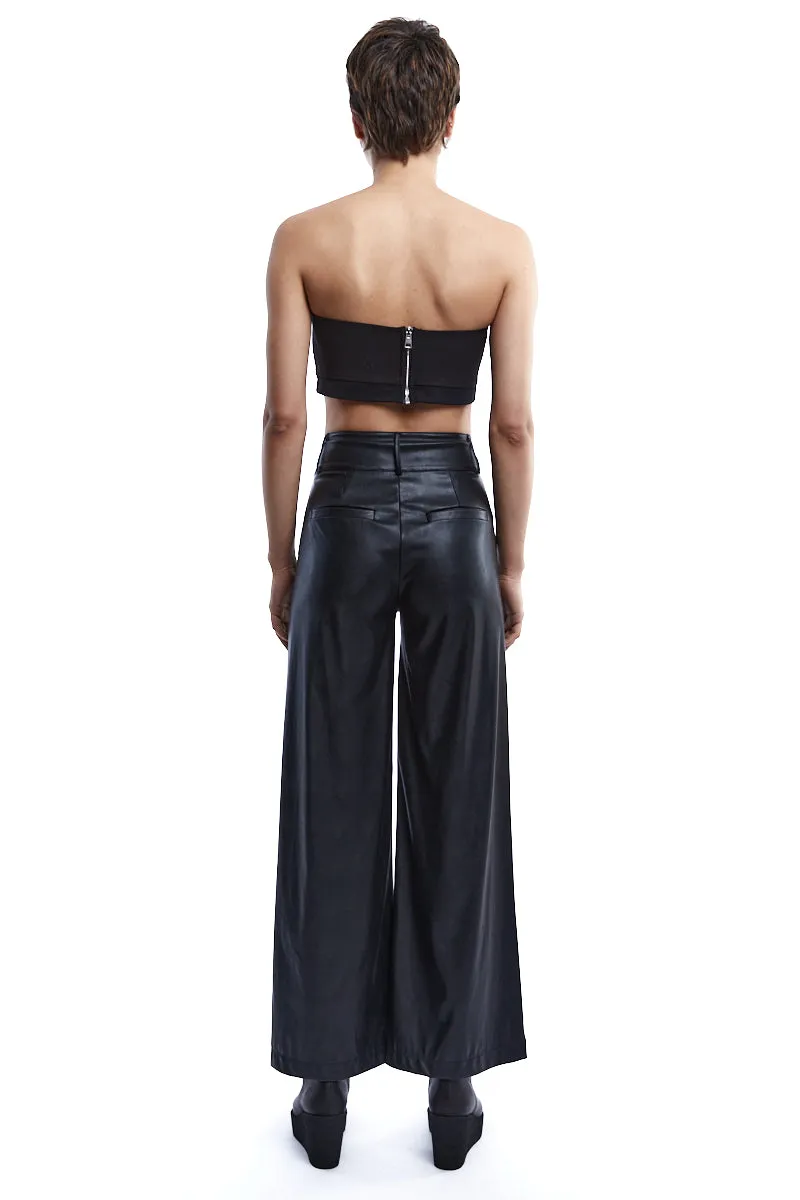 ECO-LEATHER WIDE PANTS