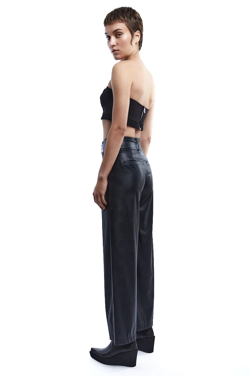 ECO-LEATHER WIDE PANTS