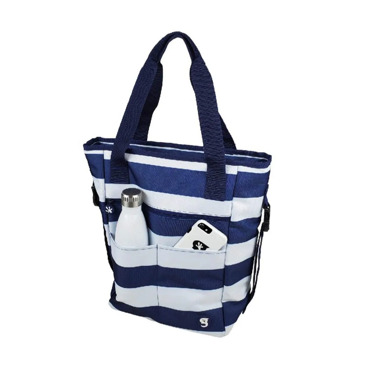 Geckobrands Convertible Tote & Backpack - Blue/White Stripe