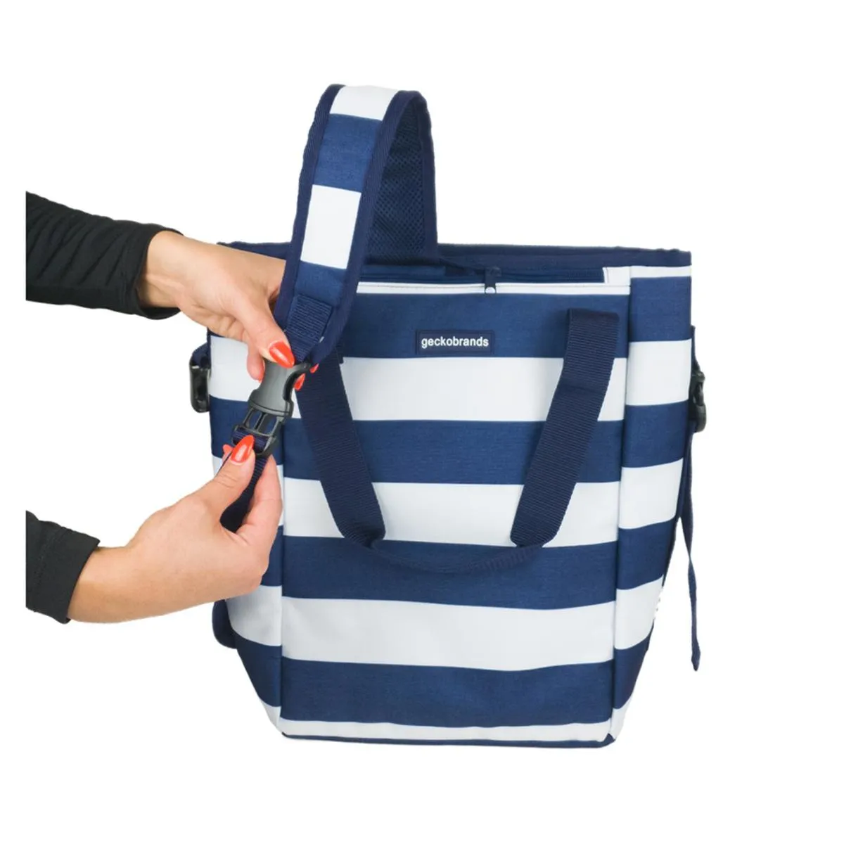 Geckobrands Convertible Tote & Backpack - Blue/White Stripe