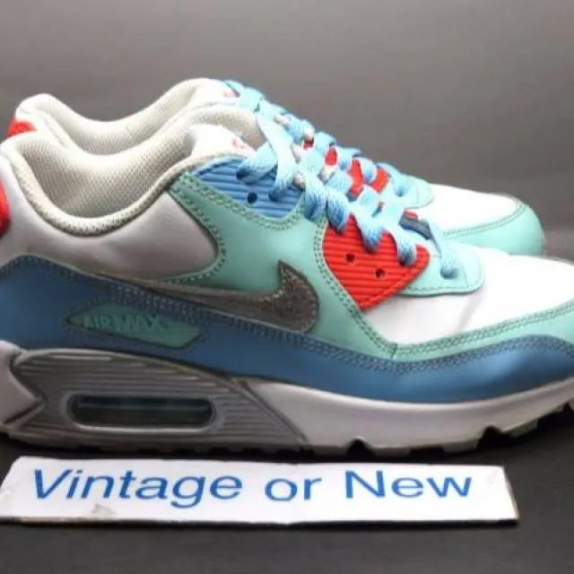 Girls nike air max '90 lakeside white teal gs running 2015 sz 5y