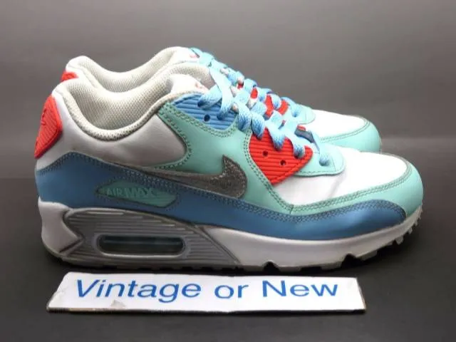 Girls nike air max '90 lakeside white teal gs running 2015 sz 5y