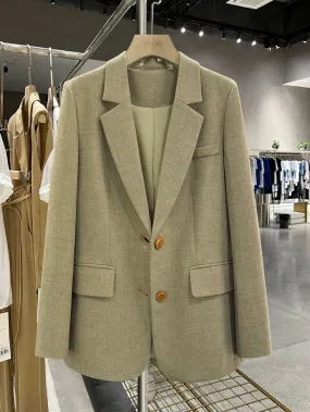 Gray green Korean style exquisite western-style suit jacket for women 2024 new spring and autumn high-end drape trendy small sui