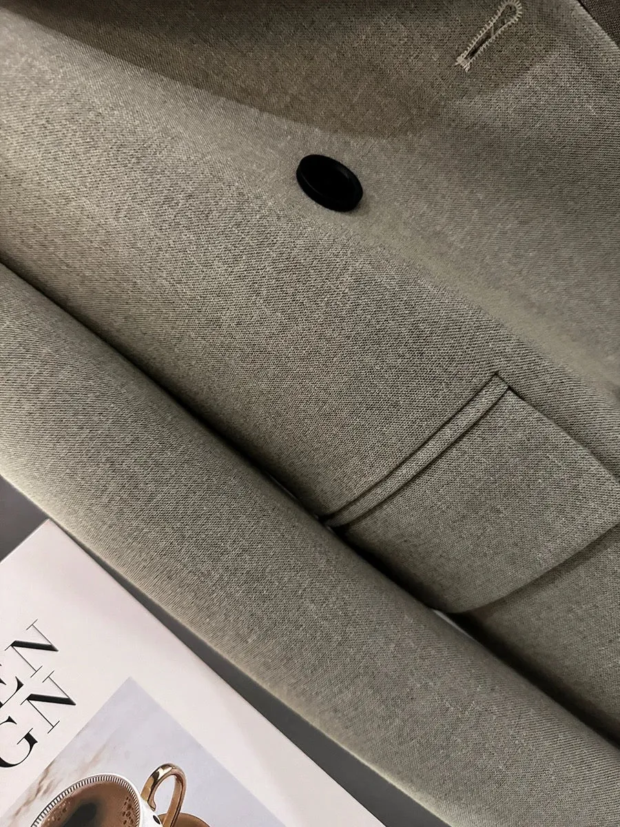 Gray high-end texture contrast stitching suit jacket for women 2024 spring new style this year's popular chic suit autumn