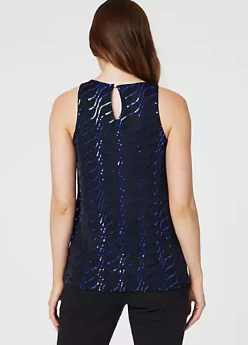 Izabel London Blue Embellished Sleeveless Top | Grattan