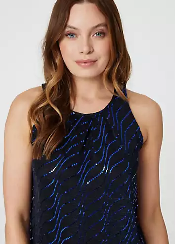 Izabel London Blue Embellished Sleeveless Top | Grattan