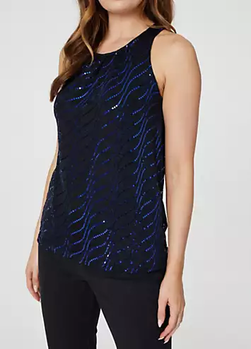 Izabel London Blue Embellished Sleeveless Top | Grattan