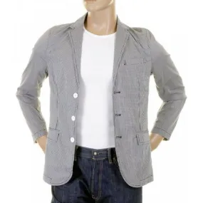 Mens Black And White Fine Check Slimmer Fit Cotton Lightweight Jacket