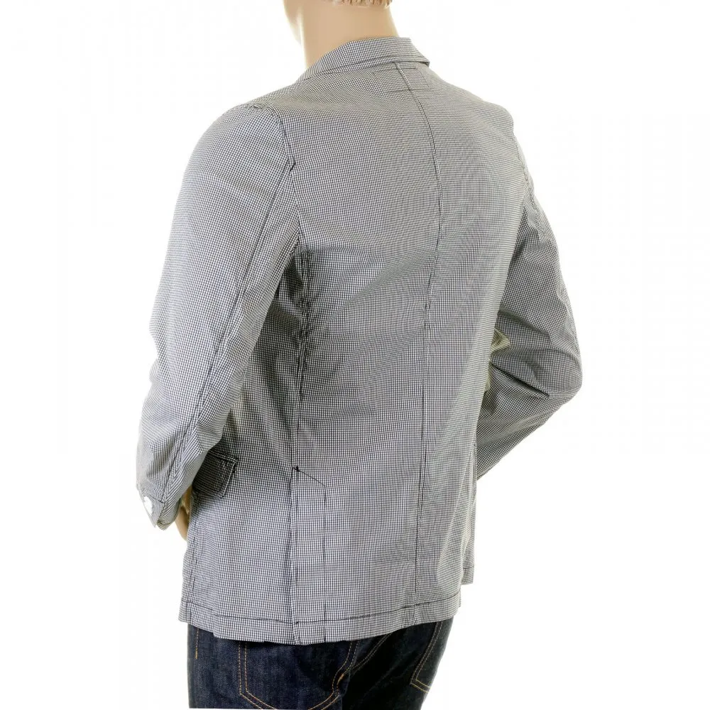 Mens Black And White Fine Check Slimmer Fit Cotton Lightweight Jacket