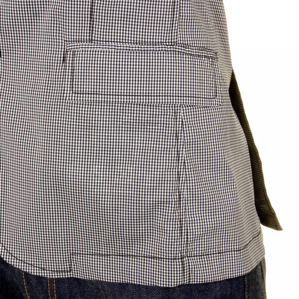 Mens Black And White Fine Check Slimmer Fit Cotton Lightweight Jacket