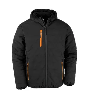 Mens compass padded jacket black/orange Result Genuine Recycled