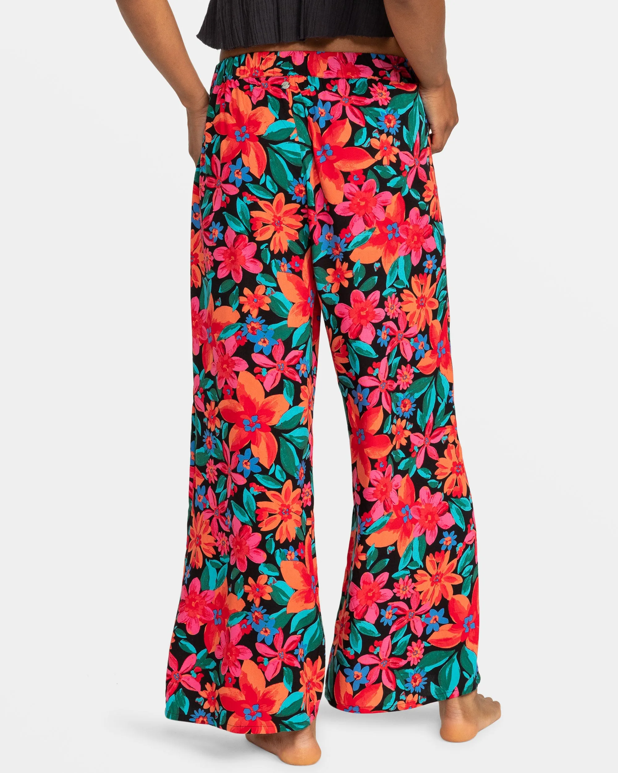 Midnight Avenue Wide Leg Printed Pants - Anthracite Floral Fiesta