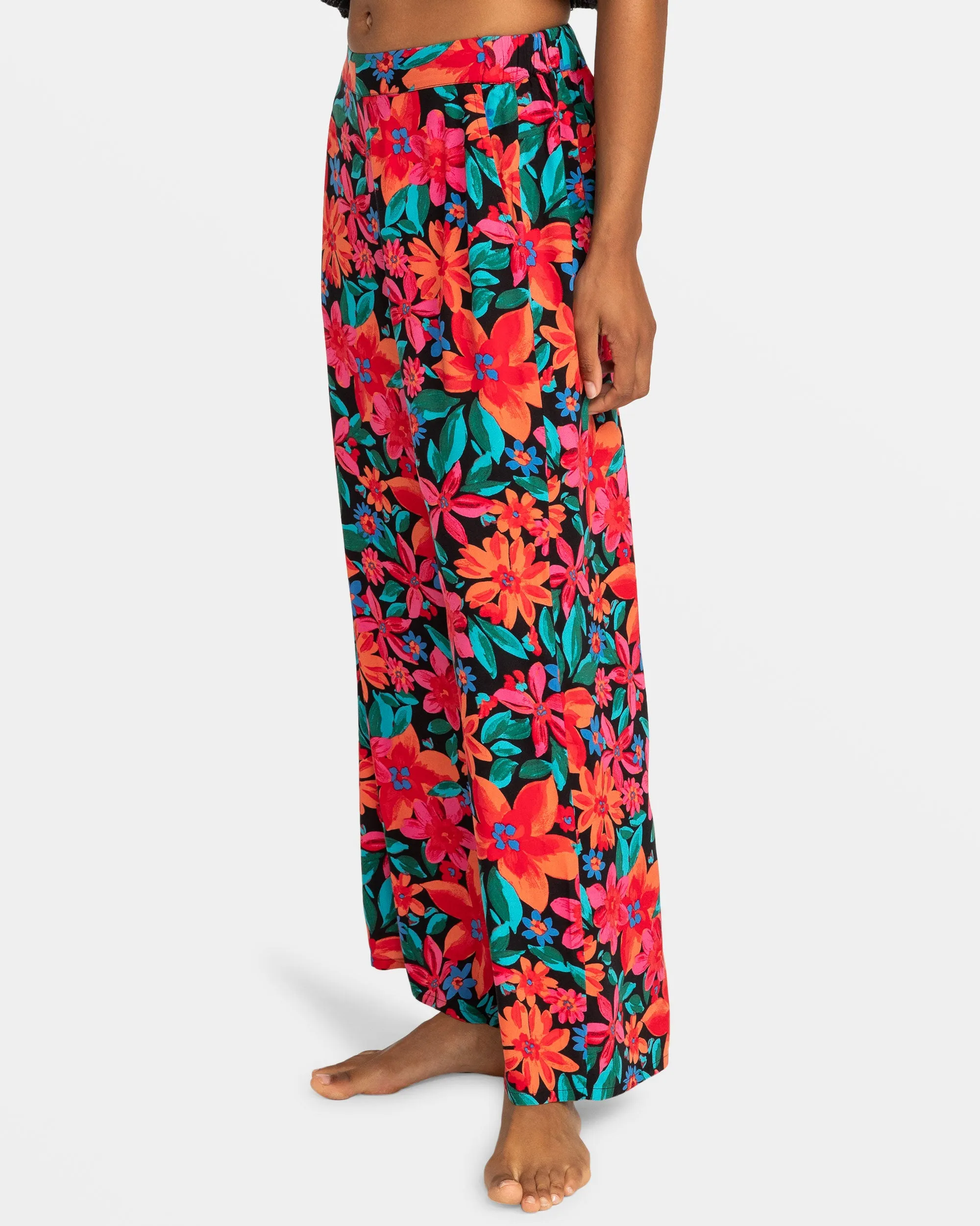 Midnight Avenue Wide Leg Printed Pants - Anthracite Floral Fiesta