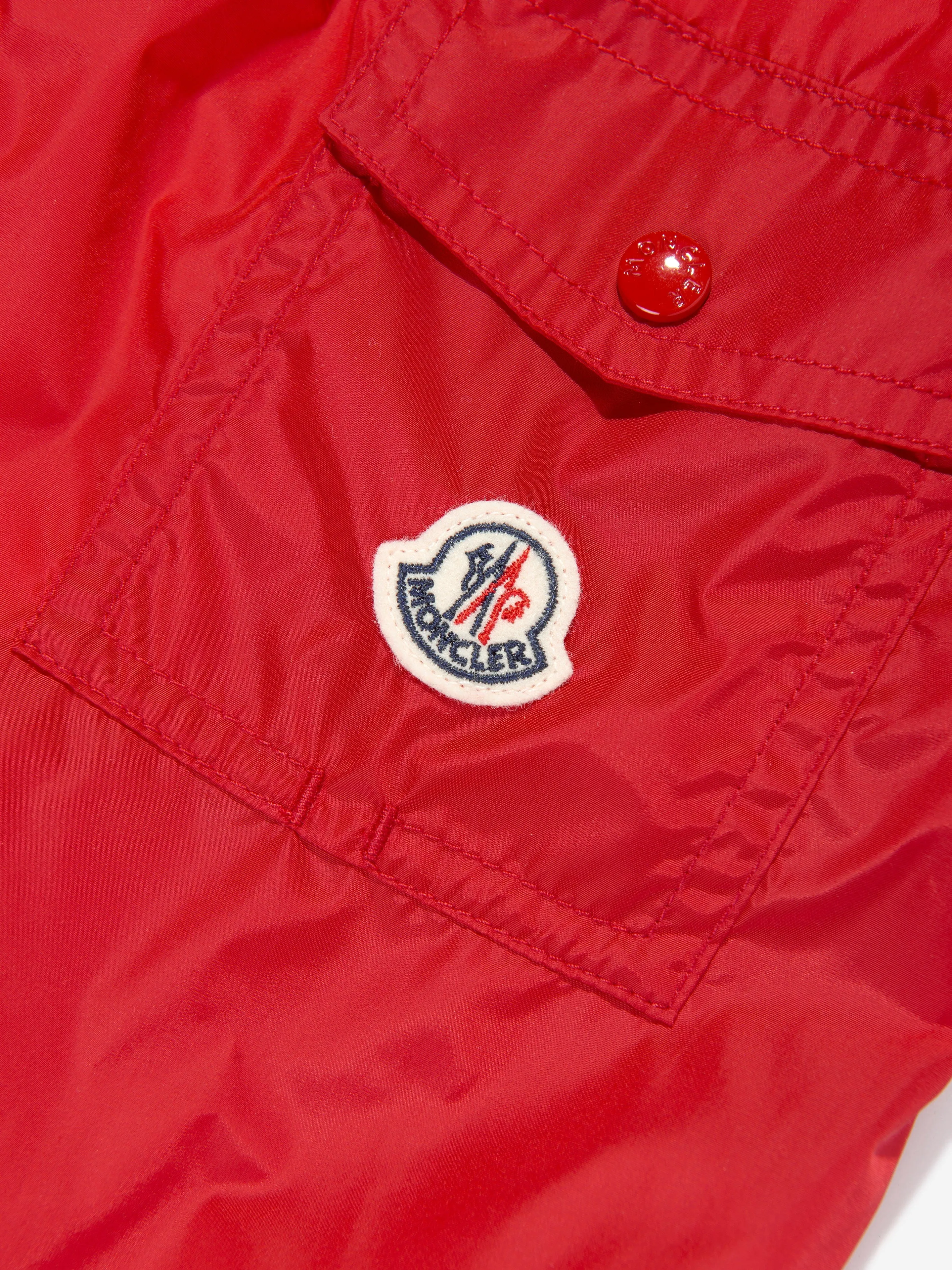 Moncler Enfant Boys Logo Swim Shorts in Red