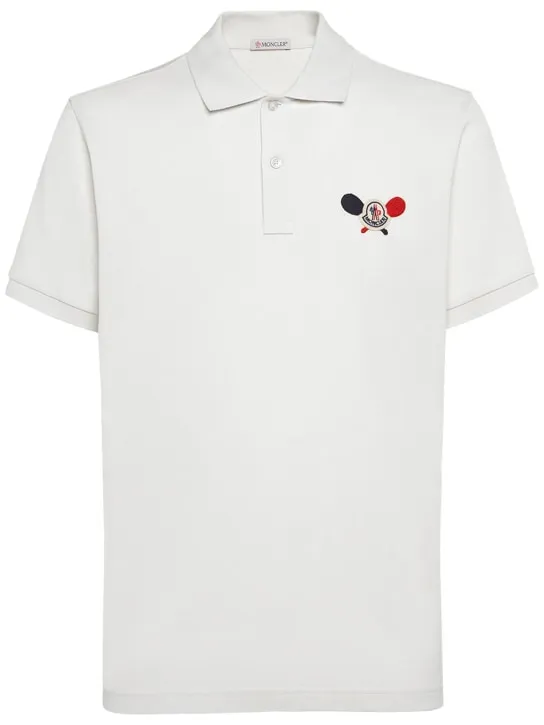 Moncler   Logo patch cotton polo shirt 