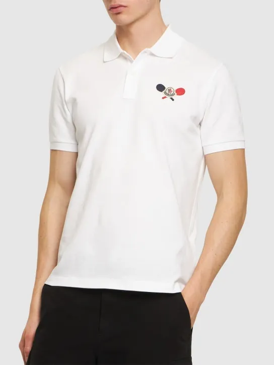 Moncler   Logo patch cotton polo shirt 