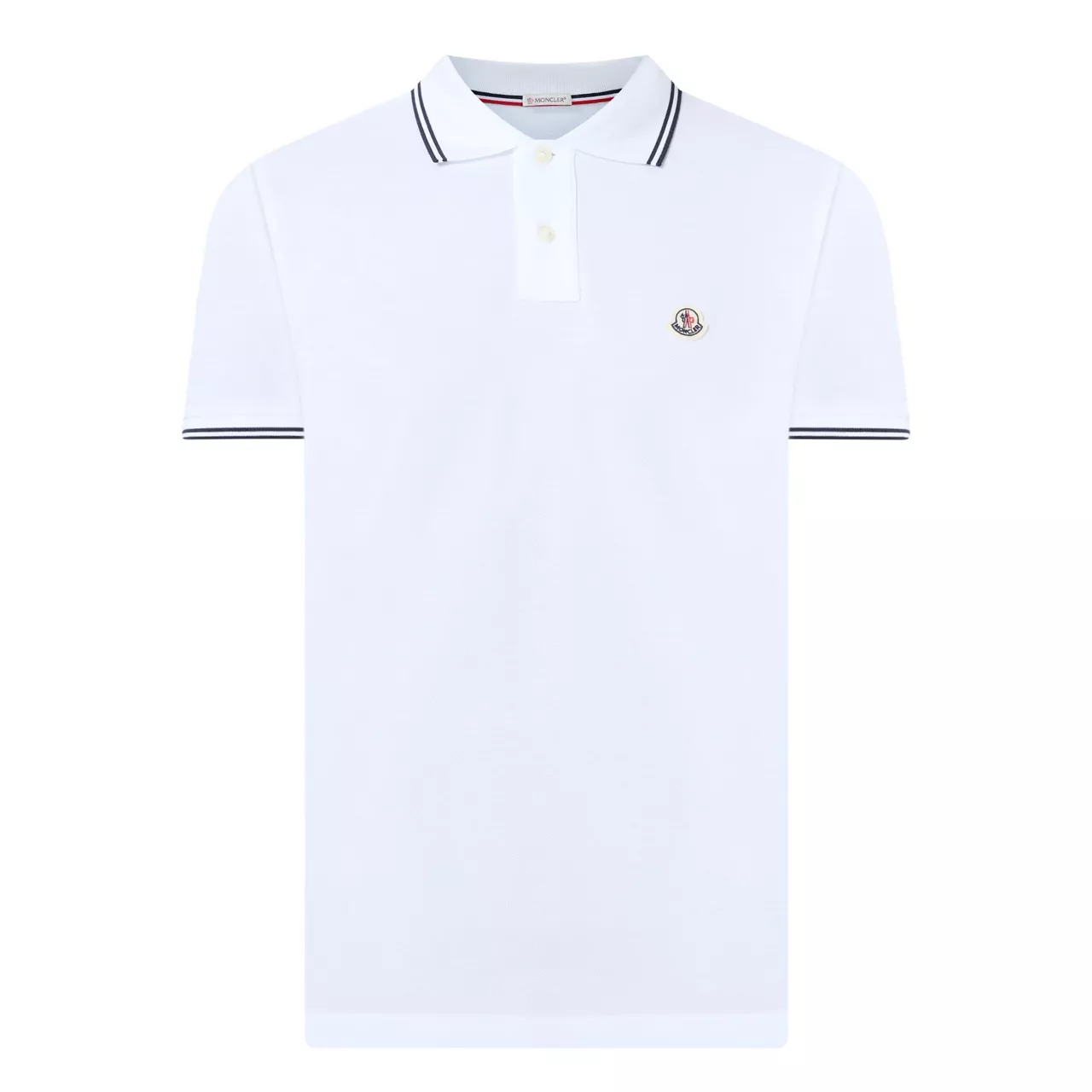 MONCLER Tipped Logo Badge Polo Shirt - White