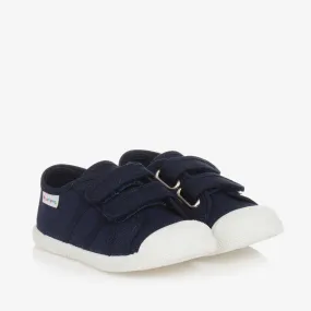 Navy Blue Canvas Velcro Trainers